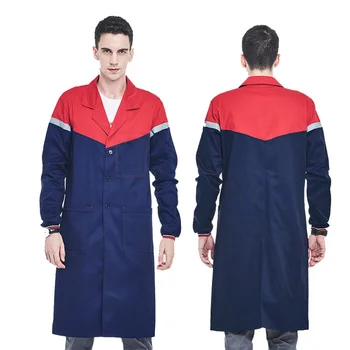 Мужская синяя рабочая куртка со светоотражающими лентами, лабораторный халат, рабочая одежда, мужская рабочая одежда, форменная куртка