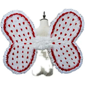 Фотография Белые красные Звездочки Бабочка Крылья из Ангельских перьев Хэллоуин Карнавал Косплей Реквизит для вечеринки Аксессуары