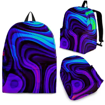 YIKELUO Фиолетовый Молодежный Рюкзак С Психоделическим 3D Принтом И Застежкой-Молнией, Стильный Рюкзак Для Ноутбука Большой Емкости, Повседневный Дорожный Рюкзак Mochilas