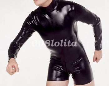 Мужской спортивный комплект из 100% чистого латекса, черная сексуальная униформа в обтяжку, размер XXS-XXL