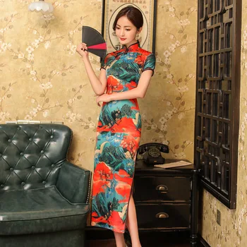 Плюс Размер 5XL, Элегантное женское летнее Новое Ципао, Китайский традиционный вечерний Чонсам, Классическое Винтажное модное тонкое длинное платье