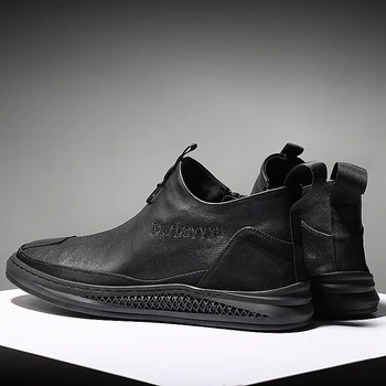 Повседневные кроссовки мужские модные повседневные для Sapatos Sport Мужские кожаные черные весенние мужские ботинки Zapatos De Hombre