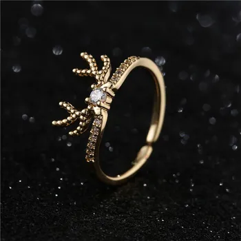 Новое популярное кольцо S9252021 в форме лося с отверстием из 18-каратного золота