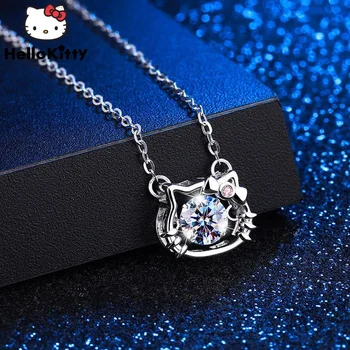 Женское ожерелье Hello Kitty Sanrio в стиле Харадзюку, Романтическое Аниме, Бьющая Подвеска, Цепочки для ключиц, Ювелирные изделия, Рождественские Подарки