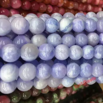 Бесплатная доставка Натуральный камень 6, 8, 10, 12 мм Фиолетовый Белый Разноцветный нефритовый рассыпчатый бисер Выберите Цвета для изготовления ювелирных изделий