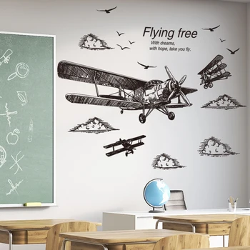 Старые наклейки на стену самолета, сделанные своими руками, с цитатами птиц, настенные наклейки для гостиной, детской спальни, украшения дома в общежитии