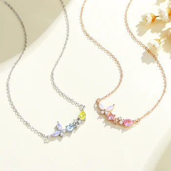 CYJ AAA CZ Бабочка Цветы Европейское ожерелье из 100% стерлингового серебра S925 пробы для женщин Подарок на День рождения Ювелирные изделия