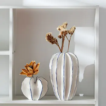 Креативный белый мак персик керамическая ваза для гостиной орнамент цветочная композиция домашний маленький свежий американский обеденный стол
