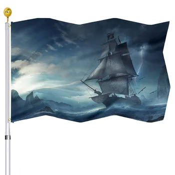 Флаг парусника, молния, погода, волны, круиз, флаги с двойной прошивкой, баннеры с латунными люверсами, внутреннее и наружное украшение дома