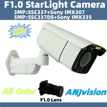 Объектив F1.0 MStar 5/3 МП IMX335 IMX307 Встроенный Микрофон Аудио IP-Камера с металлической Пулей 2592 *1944 25 кадров в секунду Onvif All Color StarLight Outdoor