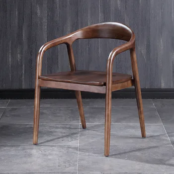 Обеденные стулья из массива дерева в скандинавском стиле со спинкой из искусственной кожи, Минималистичный стул президента Кеннеди в Хиросиме, Новый стул в китайском стиле