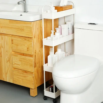 Подвижная тележка для хранения на колесиках 3/4-уровневый передвижной стеллаж-органайзер Тележки для ванной комнаты с ручкой для кухни прачечной
