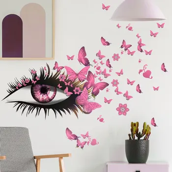 3D Наклейки для глаз на стены Декор комнаты для спальни Эстетическая Съемная виниловая наклейка Наклейка для ресниц на стену Мотивационная Художественная наклейка