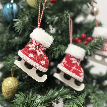 Забавные лыжные носки с окошком в виде рождественской елки, декоративные носки с подвесным орнаментом, детские семейные украшения для рождественской вечеринки, 2 г