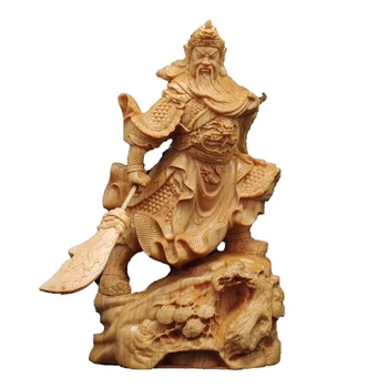 Деревянная статуя Гуань Гуна, исторической фигуры, резьба по дереву, Удачливый Бог войны Гуань Юй, Домашняя гостиная, офисная художественная статуя