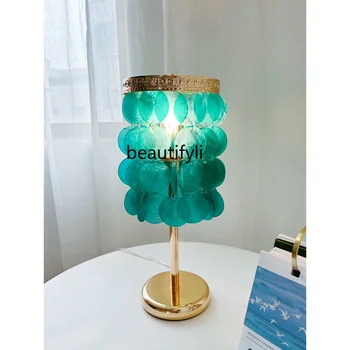 Настольная лампа yj French Entry Lux в стиле ретро с зеленой оболочкой, Американская современная креативная прикроватная настольная лампа
