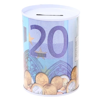 Копилка в форме евро-доллара, безопасная Цилиндрическая копилка, банки для монет, ящики для хранения, Жестяная коробка, украшение для дома G5AB