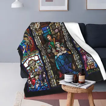 Одеяла Иисуса Девы Марии, коралловый флис, плюш, Благослови христианский Бог, Ультрамягкое покрывало для кровати