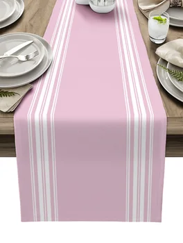 Розовая полосатая настольная дорожка для фермерского дома, свадьба, праздничная вечеринка, обеденный стол, скатерть, салфетка, украшение для домашней кухни