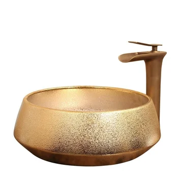 Керамические раковины для ванной в европейском стиле, Каменный умывальник, креативный умывальник, Золотой таз, Персонализированный умывальник
