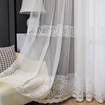 Новые шторы для гостиной, столовой, спальни С белой вышивкой, простые современные универсальные шторы для декора комнаты