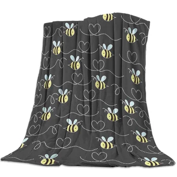Пчелиный улей Милое насекомое Мультяшное животное Фланелевое флисовое одеяло Покрывало Покрывало для кровати Мягкие легкие Теплые уютные одеяла