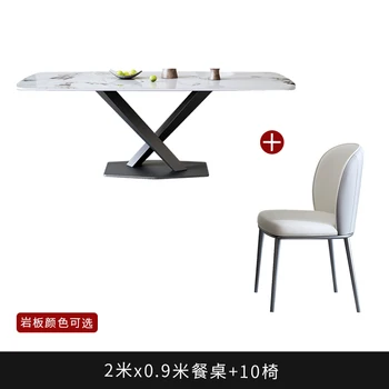 Пистолет серый обеденный стол с ярким каменным покрытием, итальянский минималистичный экстравагантный современный минималистичный дизайнерский обеденный стол
