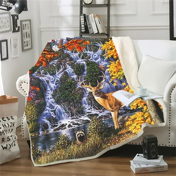 Одеяла CLOOCL Животные Дикая природа Лось Енот 3D печатные пледы для кроватей Постельное белье Двухслойные тонкие одеяла Прямая поставка