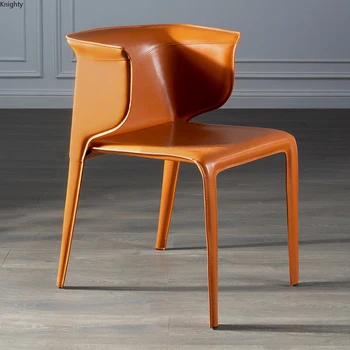 Обеденные стулья Nordic Leisure Lazy, Современное кресло с кожаной спинкой, обеденный стул для переговоров в отеле, Дизайнерская мебель для гостиной