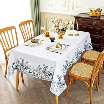 Прямоугольная скатерть в простом стиле с цветочным рисунком, Скатерть с принтом, украшение для кухни в помещении на открытом воздухе