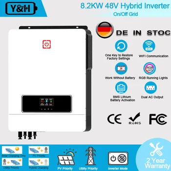 Y & H 8,2 кВт Сетевой Солнечный Гибридный Инвертор с выходом от DC48V до AC230V Встроенный контроллер заряда 160A Двойной вход PV Max 500V