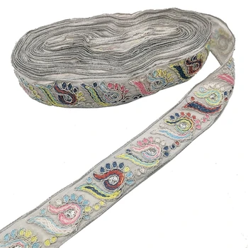 1 Ярд кружевной отделки Craft Flower Полиэфирная кружевная ткань Venise с цветочной вышивкой и аппликацией, украшенная лентой