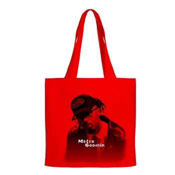 Торговая марка Metro Boomin DJ, холщовая сумка-тоут, сумки для покупок с принтом, многоразовые сумки для покупок через плечо
