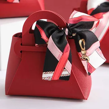 1ШТ Новых кожаных подарочных пакетов, упаковочных пакетов с бантиком, пакетов для раздачи свадебных подарков, Рождественской коробки для конфет, мини-сумочки