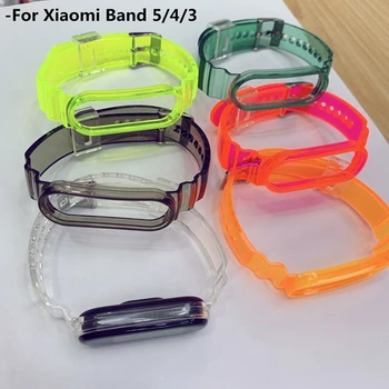Силиконовый Ремешок Для Xiaomi Mi Band 6/5/4/3 7 Красочный Прозрачный Мягкий Сменный браслет из ТПУ для xiaomi Mi band 6 5 4 3 ремешок