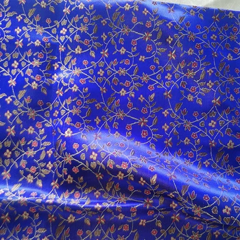 Высококачественная Синяя Дамасская Атласная парча с цветочным рисунком, Жаккардовая ткань, обивка костюмов, Мебель, занавески, Материал одежды.