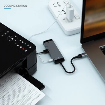 Док-станция USB Type C 5 в 1 к Type C /USB 3.0 / 2.0 / PD 60 Вт/3,5 мм концентратор для ноутбука