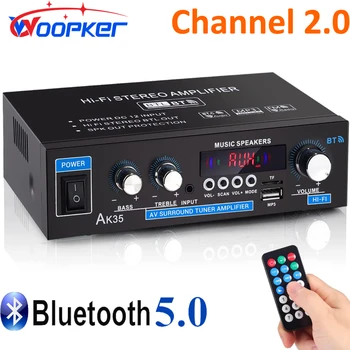 Канал цифрового усилителя Woopker HiFi 2.0 Bluetooth 5.0 Усилитель объемного звука AK35 800 Вт Динамик FM USB с низким уровнем искажений для дома и автомобиля