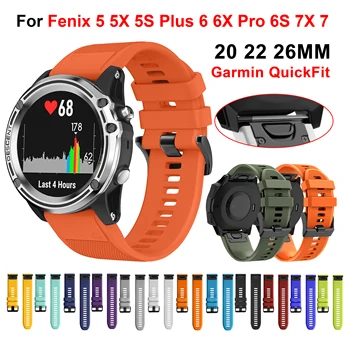 22-26 мм Силиконовый Ремешок QuickFit для Garmin Fenix 5 5X 5S Plus 6X Pro 6 6S Pro Smartwatch Band Fenix 7 7X 7S 3HR 945 955 965 MARQ Ремешок
