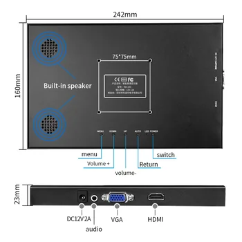 Портативный монитор HD 1080P IPS LCD для PS3 PS4 XBOx360 с Интерфейсом VGA HDMI 10,1-дюймовый Компьютерный Игровой монитор PC