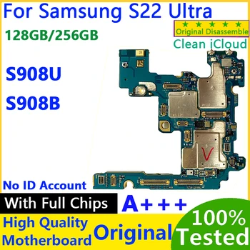 Аксессуары для Материнской Платы 256GB Для Samsung Galaxy S22 Ultra 5G SM-S908U 128GB S908B S908BE Android Полностью Работающие Основные Логические Платы