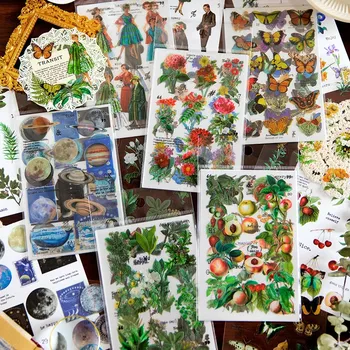 8 Шт. разноцветных наклеек с цветами, винтажные вырезанные прозрачные наклейки с фруктами и растениями для украшения художественных журналов 