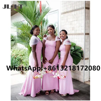 2021 Розовые африканские платья подружек невесты с длинным рукавом-Русалочкой, свадебное платье для вечеринок, платья подружек невесты плюс размер