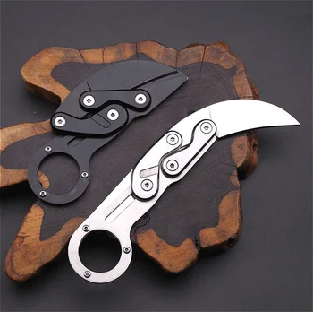 Карманный двуручный Керамбитовый нож, Цельнометаллические складные ножи-клешни, инструмент для выживания на природе, инструмент для охоты, механический нож-клешня на открытом воздухе EDC