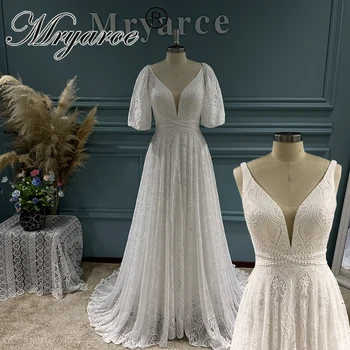 Mryarce 2022 Трендовые Съемные рукава с глубоким вырезом и открытой спиной, кружевное свадебное платье, свадебные платья