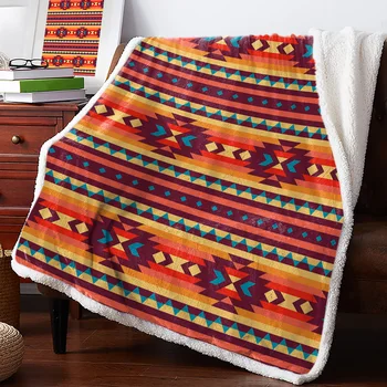 Зимнее теплое кашемировое одеяло с рисунком американского племени для кровати, шерстяные одеяла для офиса, покрывало