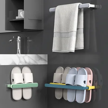 Вешалка для тапочек, ванная комната без перфорации, артефакт для хранения обуви, складная вешалка для полотенец в ванной, стеллаж для хранения, настенная вешалка для обуви