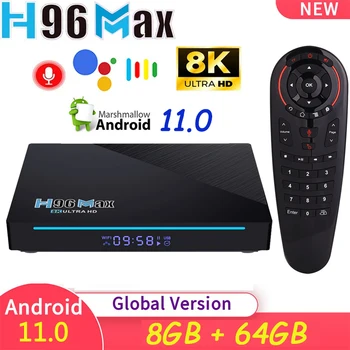 RK3566 Четырехъядерный Smart TV Box Android 11 H96 MAX 3566 8K Медиаплеер телеприставка 4 ГБ ОЗУ 32 ГБ ПЗУ 2,4 G/5G Двойной WiFi 1000M TVBOX