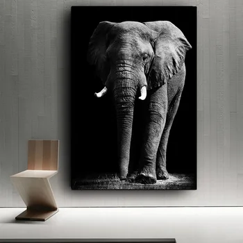 Черно-белые Дикие Слоны, Мать и сын, Животные, Картина на холсте, плакаты и принты, Настенная художественная картина Куадроса для гостиной