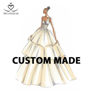 SwanSarah Сшито на заказ для 01 Свадебное платье DZ Аппликации Индивидуальное бальное платье Сделано в Китае Плюс размер Vestido De Noiva